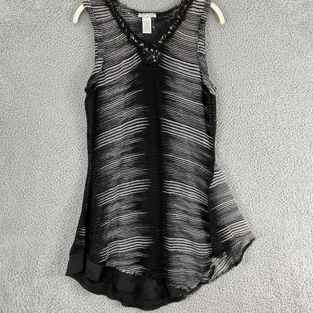 Alberto Makali Tunic Women Medium Black White‎ Excellent Asymmetrical Sharkbite